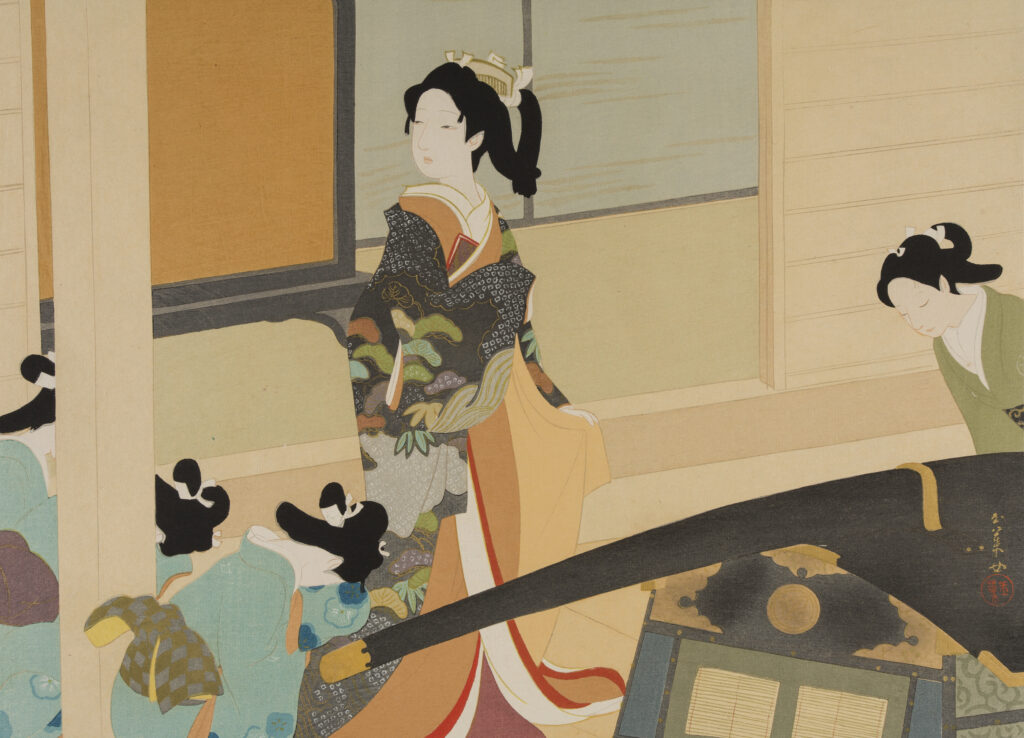 Gyokuyo Kurihara. La llegada de la princesa Yosen-in. 1921
